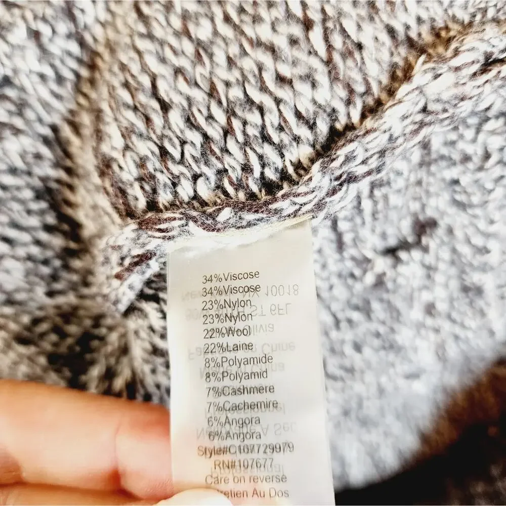 ALICE + OLIVIA 3/4 SLEEVE TURTLENECK GRAY CABLE KNIT SWEATER SIZE MED